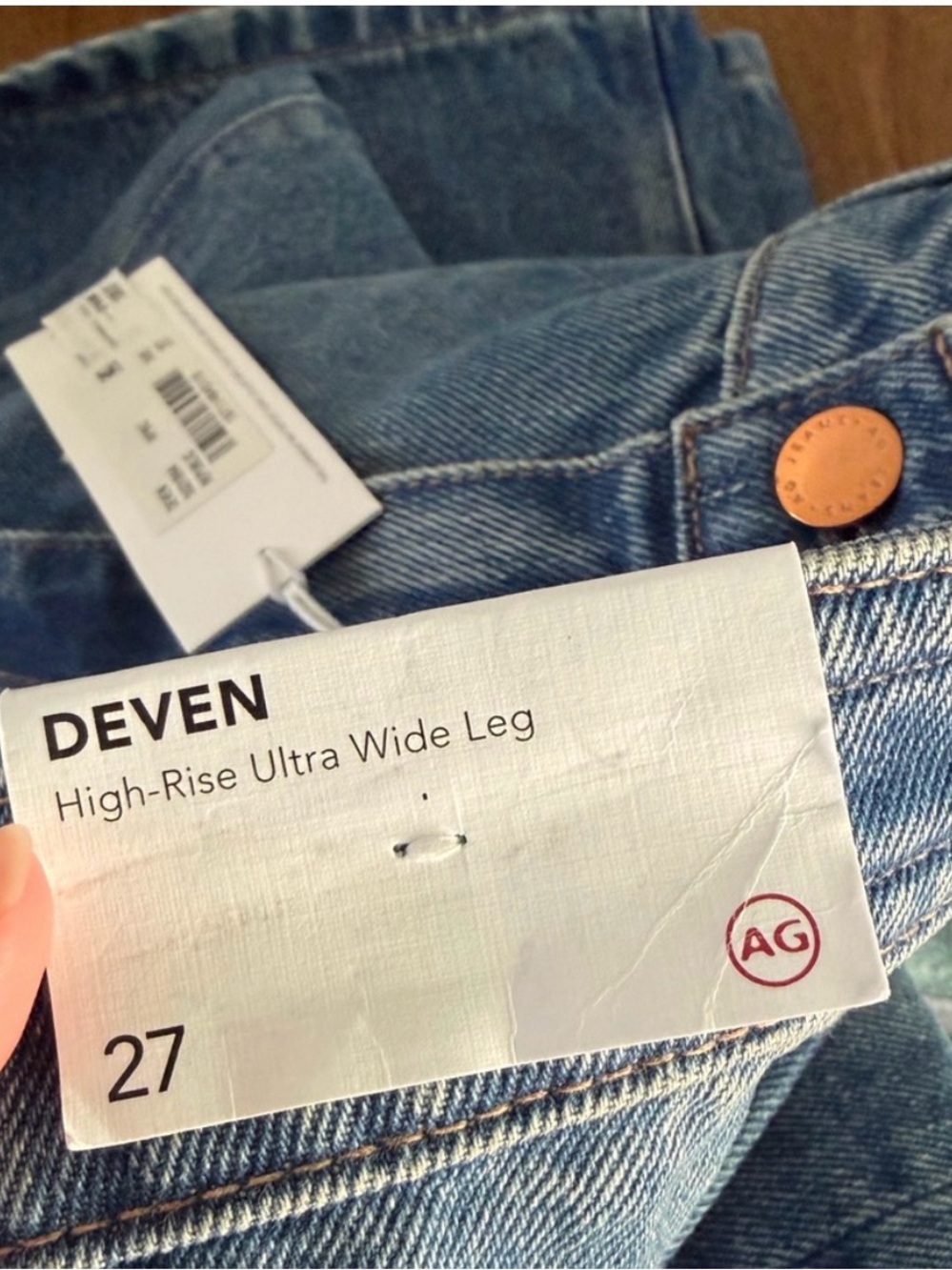 Ag Adriano Goldschmied Wide-Leg High-Rise Jeans - Medium Blue Deven - Picture 3 of 4